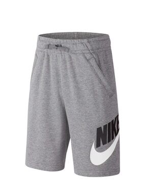 Nike Gray Athletic Logo Shorts with White Swoosh
